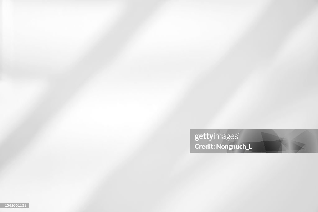 Natural Light and shadow from window overlay effect on white background. Silhouette light abstract can use for wallpaper minimal,mock up design.Black and white blurred image backdrop.