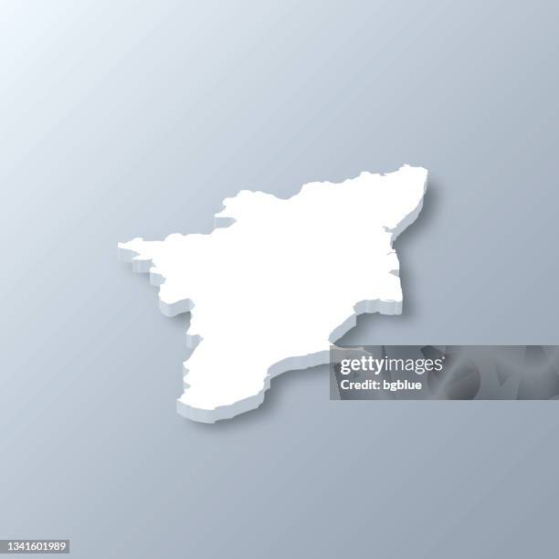 stockillustraties, clipart, cartoons en iconen met tamil nadu 3d map on gray background - tamil nadu