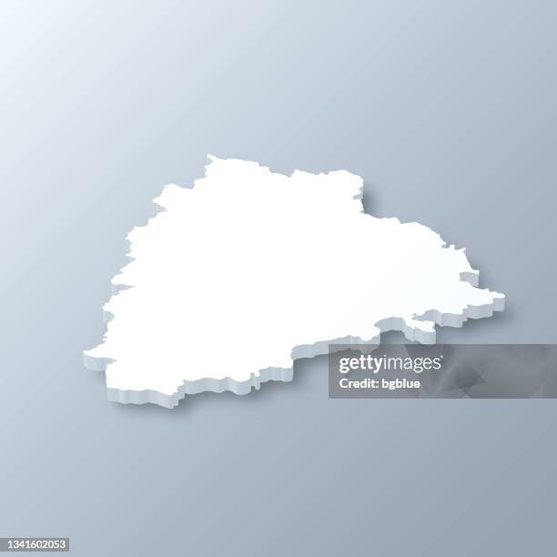 telangana 3d map on gray background - hyderabad stock illustrations