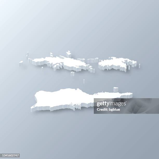 u.s. virgin islands 3d map on gray background - us virgin islands stock illustrations