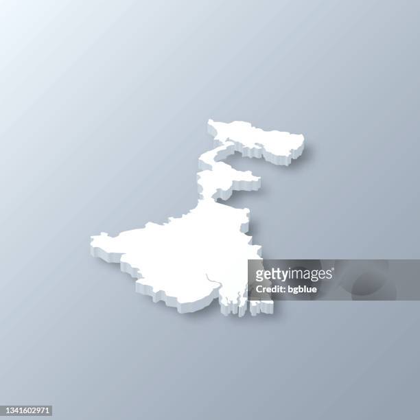 westbengalische 3d-karte auf grauem hintergrund - west bengal stock-grafiken, -clipart, -cartoons und -symbole