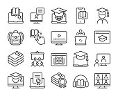 Education icon. Online Education line icons set. Editable Stroke.