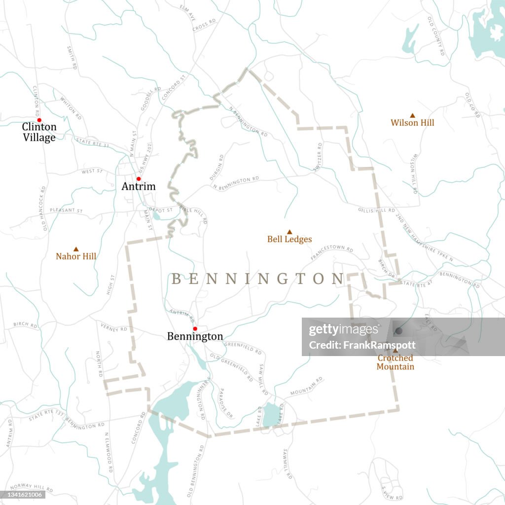 NH Hillsborough Bennington Vector Road Map