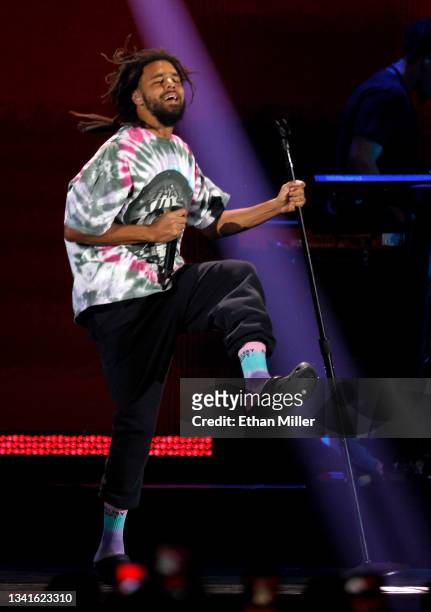 Cole performs during the 2021 iHeartRadio Music Festival at T-Mobile Arena on September 17, 2021 in Las Vegas, Nevada.