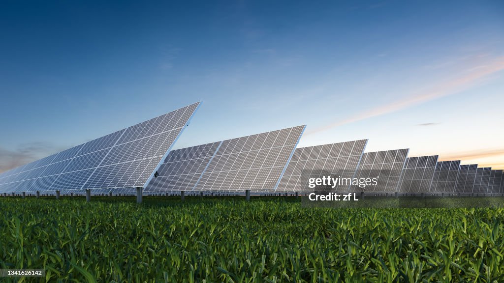 Solar Panel On Field Against Sky