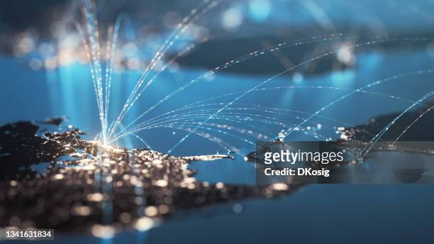 global connection lines - global business, data exchange, travel routes - multi colored - global business stock pictures, royalty-free photos & images