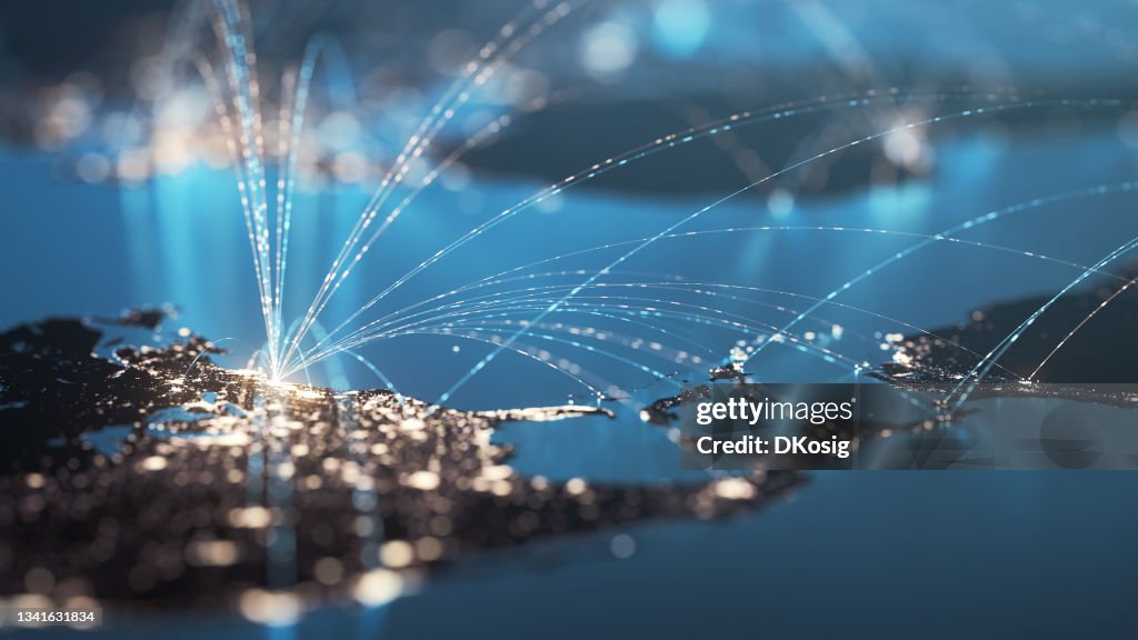 Global Connection Lines - Global Business, Data Exchange, Travel Routes - Multi Colored