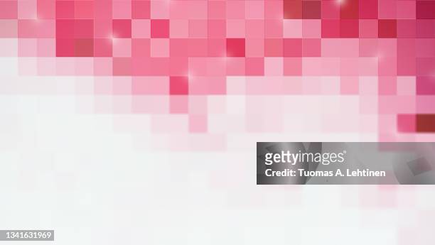 pixelated and blurred pink squares on white background with copy space. - pixels - fotografias e filmes do acervo