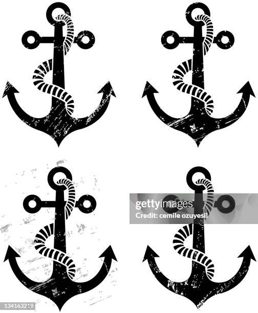 anchor silhouette - trawler stock illustrations