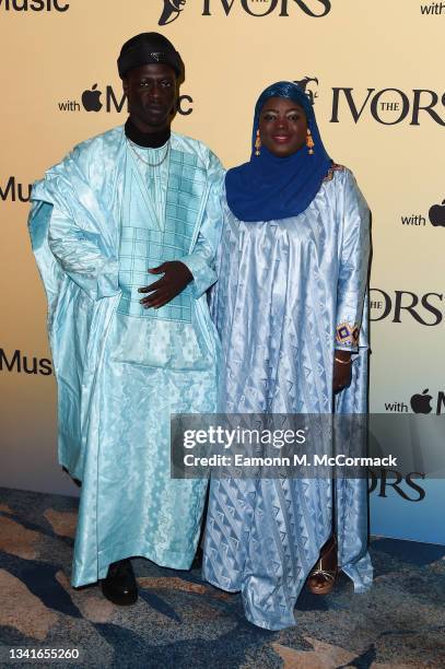 Pa Salieu and with his mother attend the Ivor Novello Awards 2021 at Grosvenor House on September 21, 2021 in London, England.