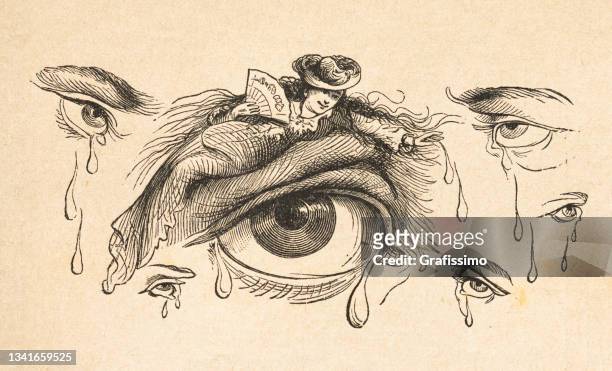 ilustrações de stock, clip art, desenhos animados e ícones de human eye with tears crying drawing 1881 - teardrop