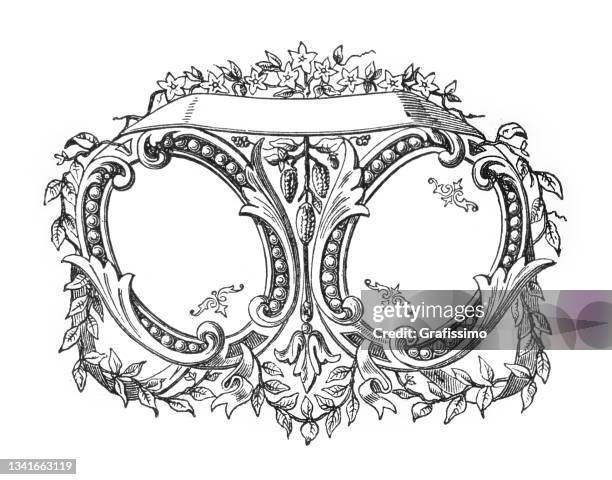 decorative victorian frame border 1881 - victorian frame stock illustrations