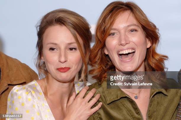 Tiphaine Daviot and Erika Sainte attend the photocall during Fiction Festival - Day Five on September 18, 2021 in La Rochelle, France.