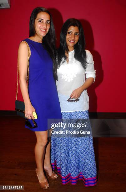 Tara Sharma and Konkona Sen Sharma attend the launch of Anu Ansari's new dancing and fitness studio at Terdeo on February 2, 2012 in Mumbai, India