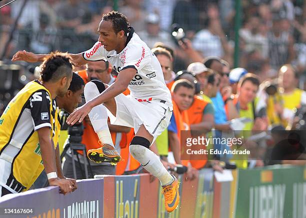 Liedson of Corinthians celebrates a goal during the match between Corinthians Figueirense and as part of round 37 of the Serie A Brazil in Orlando...