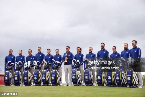 Lee Westwood of England and team Europe, Sergio Garcia of Spain and team Europe, Paul Casey of England and team Europe, Ian Poulter of England and...