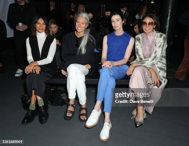 Rashida Jones, Sarah Harris, Erin O'Connor and Caroline Rush attend the COS AW21 show during London Fashion Week September 2021 at The Roundhouse on...
