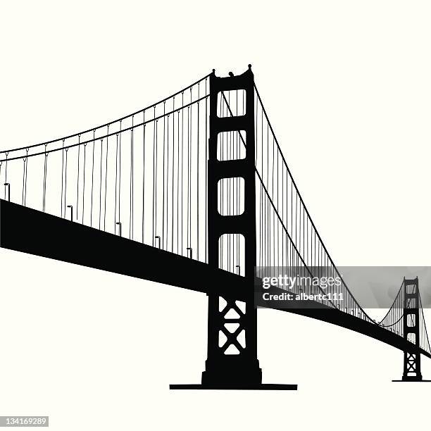 stockillustraties, clipart, cartoons en iconen met golden gate bridge - san fransisco bridge vector