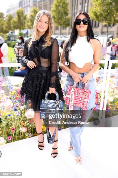 Julia Beautx and Ivana Santacruz attend the Miss Dior pop-up launch event for Dior's new Miss Dior Eau de Parfum on September 21, 2021 in Dusseldorf,...