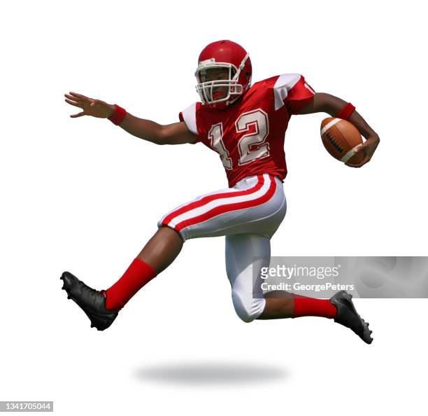 american football running back isolated on white background - college football player stock pictures, royalty-free photos & images