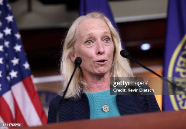 Rep. Mary Gay Scanlon speaks at a news conference on the Protecting Our Democracy Act, at the U.S. Capitol on September 21, 2021 in Washington, DC....