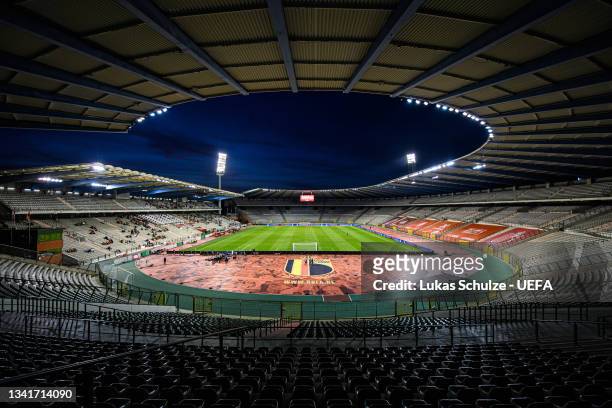 General view inside the stadium ahead of the FIFA Women's World Cup 2023 Qualifier group F match between Belgium and Albania at King Baudouin Stadium...