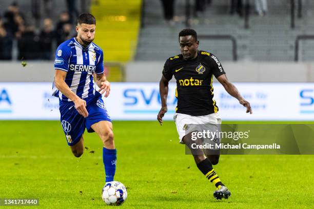 Erick Otieno of AIK during the Allsvenskan match between AIK and IFK Goteborg at Friends Arena on August 20, 2021 in Stockholm, Sweden.