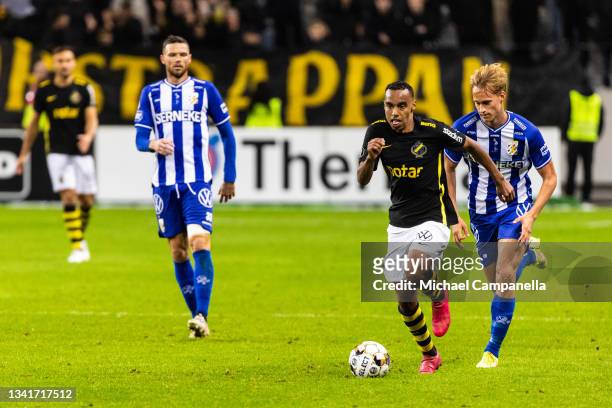 Bilal Hussein of AIK during the Allsvenskan match between AIK and IFK Goteborg at Friends Arena on August 20, 2021 in Stockholm, Sweden.