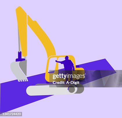 Backhoe Flat Design Backhoe Flat Design