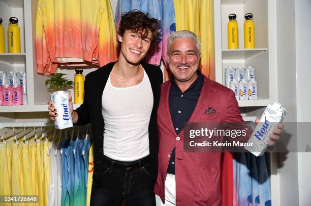 Shawn Mendes and Flow Hydration Founder & CEO Nicholas Reichenbach attend the SoulCycle and Flow Sustainability Event for Climate Week at SoulCycle...