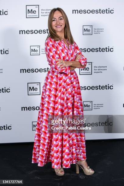 Carme Barcelo attends Mesoestetic photocall at Neptuno Palace on September 21, 2021 in Madrid, Spain.