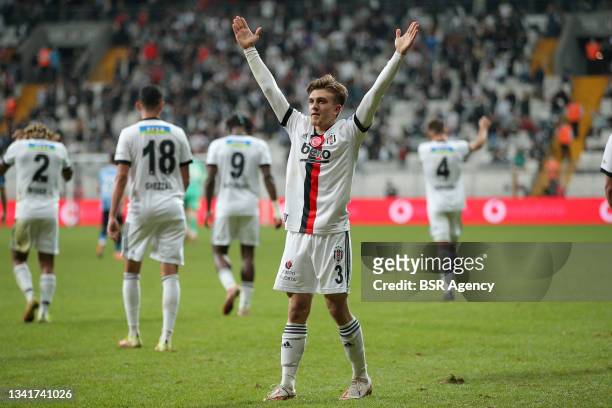 Ridvan Yilmaz of Besiktas celebrate third Besiktas goal of the evening during the Turkish Super Lig match between Besiktas and Adana Demirspor at...