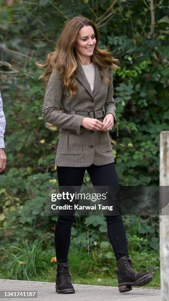 Catherine, Duchess of Cambridge embarks on a boat trip with two of the ‘Windermere Children’, a group of 300 child Holocaust survivors who came to...