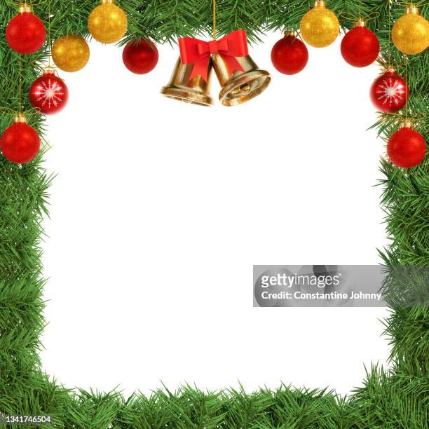christmas decorative frame of fir branches - indo china border stock pictures, royalty-free photos & images