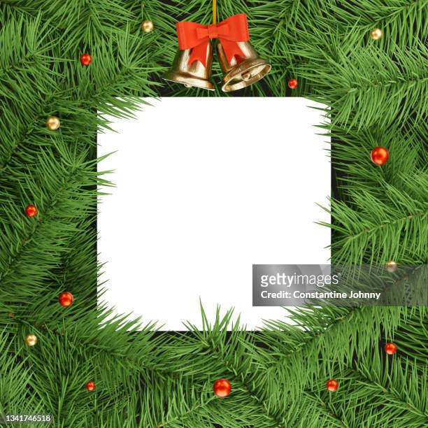blank white paper surrounded by fir branches - indo china border stock pictures, royalty-free photos & images