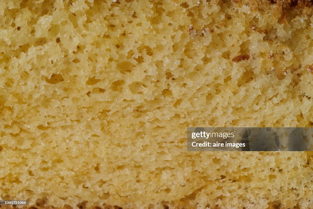 Close-up view of the delicious and fluffy vanilla sponge cake