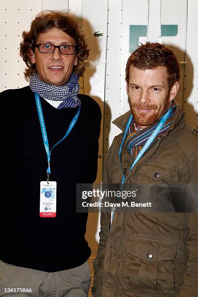 Tom Aikens and friend visit the Lacoste Lounge during the ATP World Finals sponsored by Lacoste at O2 Arena on November 27, 2011 in London, England.