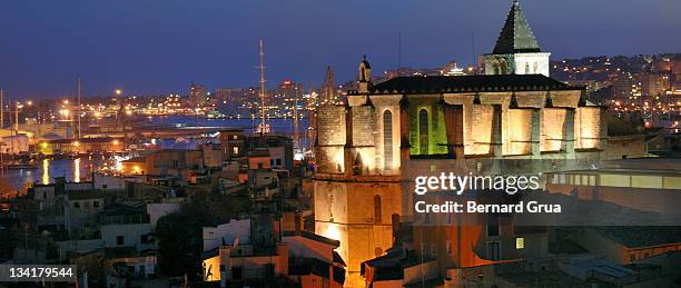 stunning palma de mallorca at night - bernard grua stock pictures, royalty-free photos & images