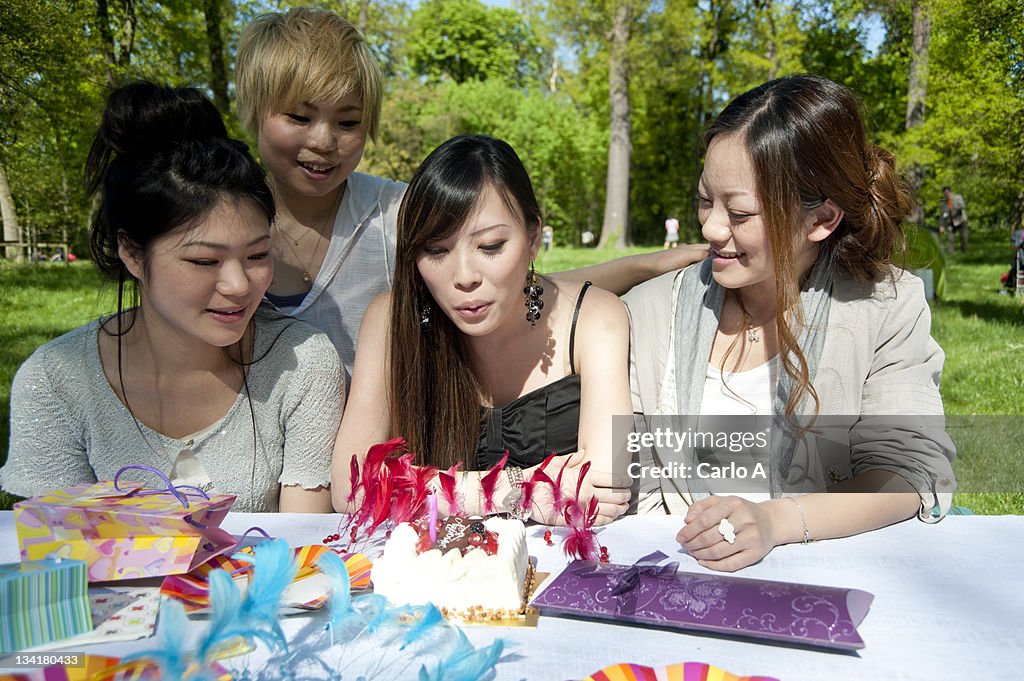 Japanese teens celebrating birthday