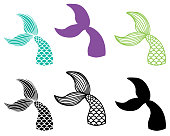 Mermaid Tail Color and Silhouette Set