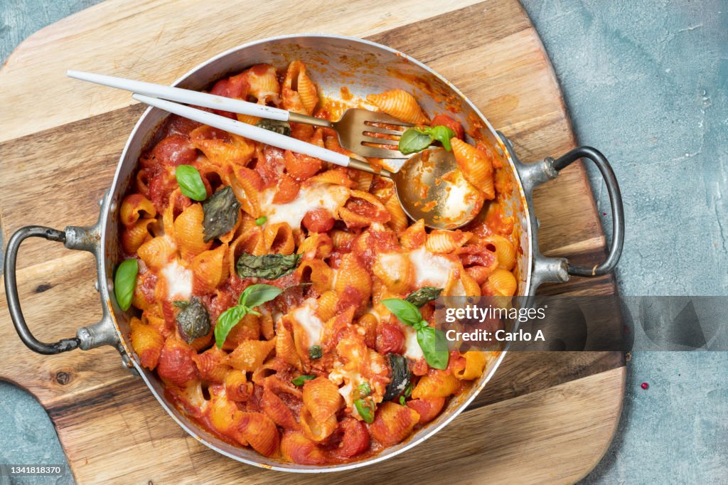 Pasta Baked in tomato sauce and cheese