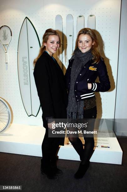 Amber Atherton and friend visits the Lacoste Lounge during the ATP World Finals sponsored by Lacoste at O2 Arena on November 27, 2011 in London,...