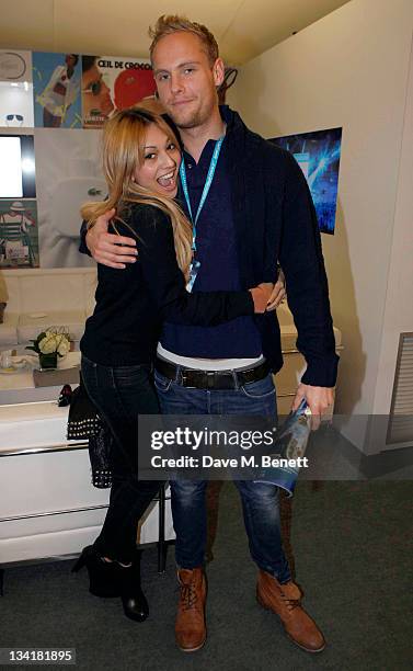 Zara Martin and Jack Fox visit the Lacoste Lounge during the ATP World Finals sponsored by Lacoste at O2 Arena on November 27, 2011 in London,...