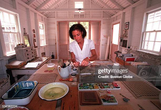 Laurie Brown in her studio at her home at Pilot Hill Farm, Marc is the author and creator of the "Arthur" books.