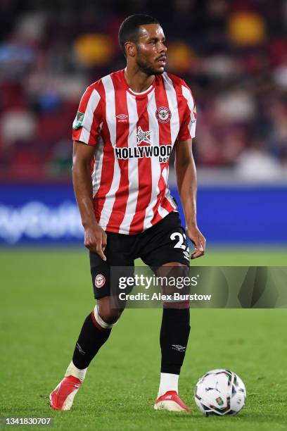 Mathias Jorgensen 'Zanka' of Brentford runs with the ball during the Carabao Cup Third Round match between Brentford and Oldham Athletic at Brentford...