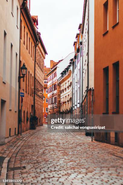 low angle view of old town at nuremberg city in germany, europe - ヨーロッパ　町並み ストックフォトと画像