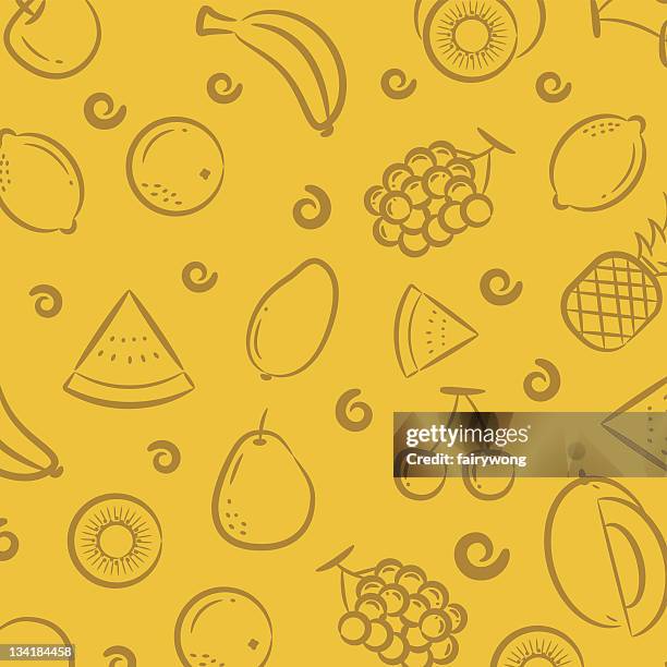 seamless fruit pattern in yellow - pineapple pattern stock illustrations