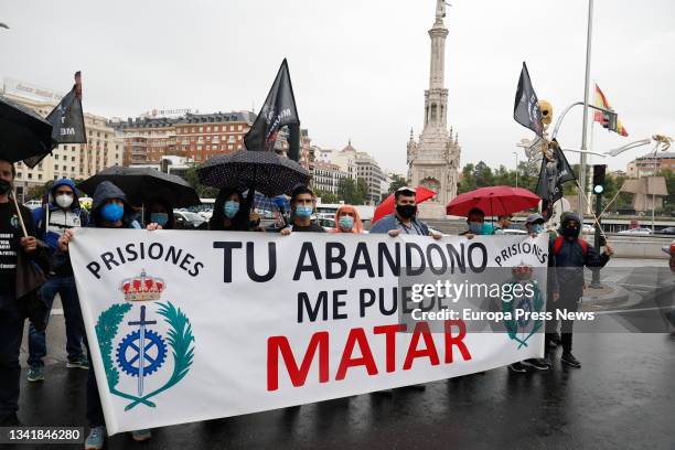 Several prison officials gather in a demonstration for wage equalization, on 22 September, 2021 in Madrid, Spain. The Association your abandonment...