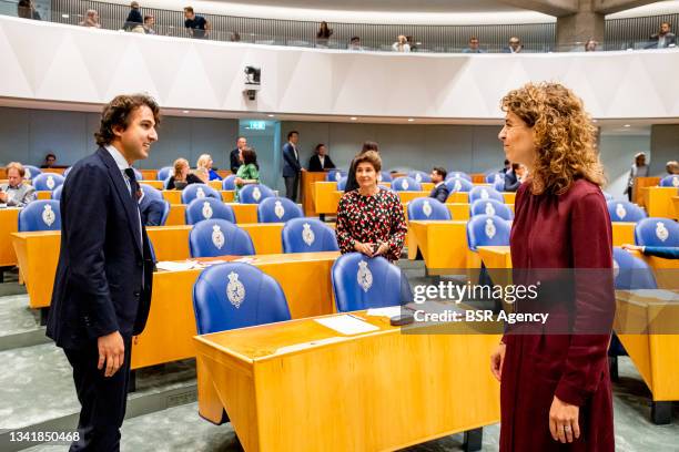 Sophie Hermans of VVD is talking to GroenLinks leader Jesse Klaver during the general political reflections the day after Prinsjesdag in the Tweede...