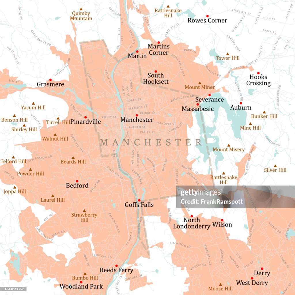 NH Hillsborough Manchester Vector Road Map